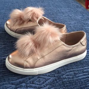 Steven Madden Rose Gold Pom Pom Shoes